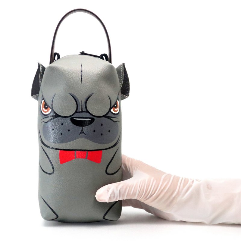 Pit bull pencil pouch bag,make up case, handmade bag for every day essentials. - 其他 - 人造皮革 灰色