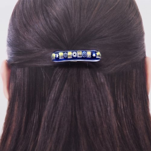 みい様　ヘアバレッタ　ベネチアグラス+黒アンティーク調 みい様 ヘアバレッタ ベネチアグラス+黒アンティーク調