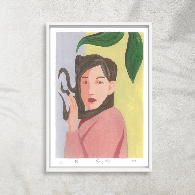 【躺】複印畫|Art print - 卡片/明信片 - 紙 白色