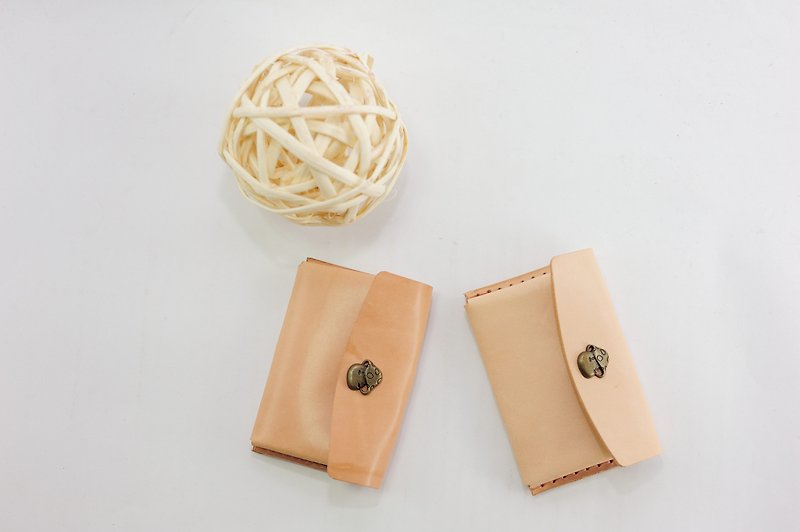 Be Two | folding card holder (vegetable tanned leather color) - กระเป๋าใส่เหรียญ - หนังแท้ 