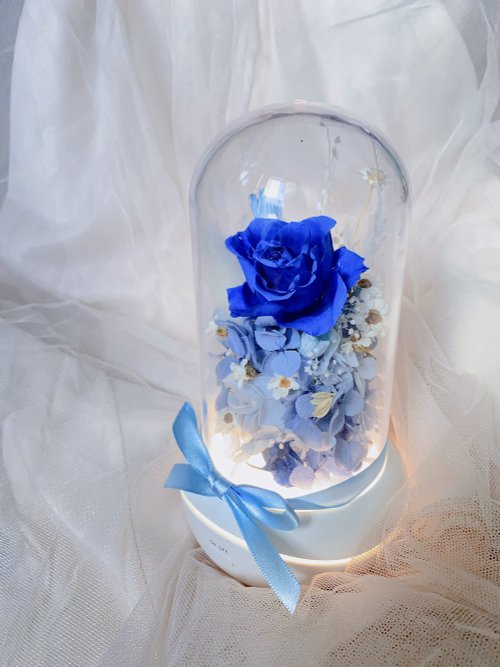 花天使 Floral.angelia 永生花｜不凋花｜乾燥花｜生活美學 深藍天使 永生藍玫瑰永生花香氛燈 無線使用 七夕禮物 生日禮物