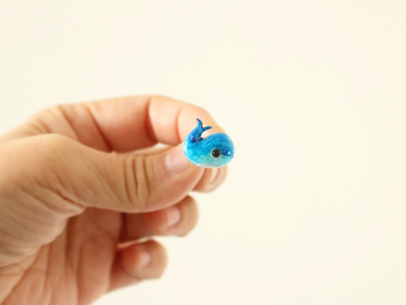 Whale earring - single earrings - Earrings & Clip-ons - Other Materials Blue