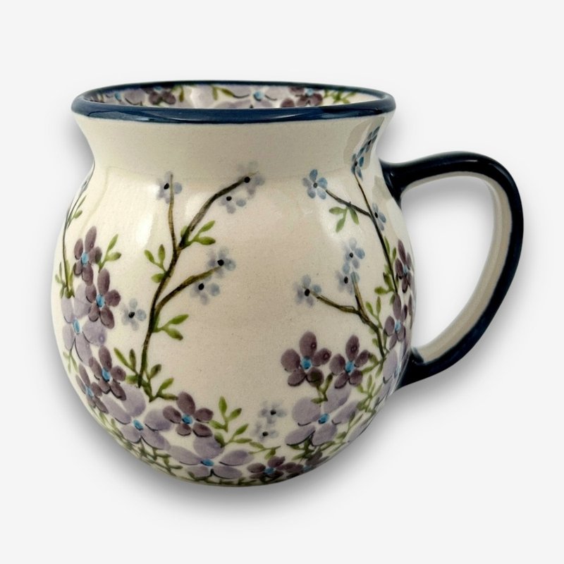 Polish hand-painted pottery-Pangpang Cup 350ml Purple Plum Series Designer Model - Cups - Pottery Purple