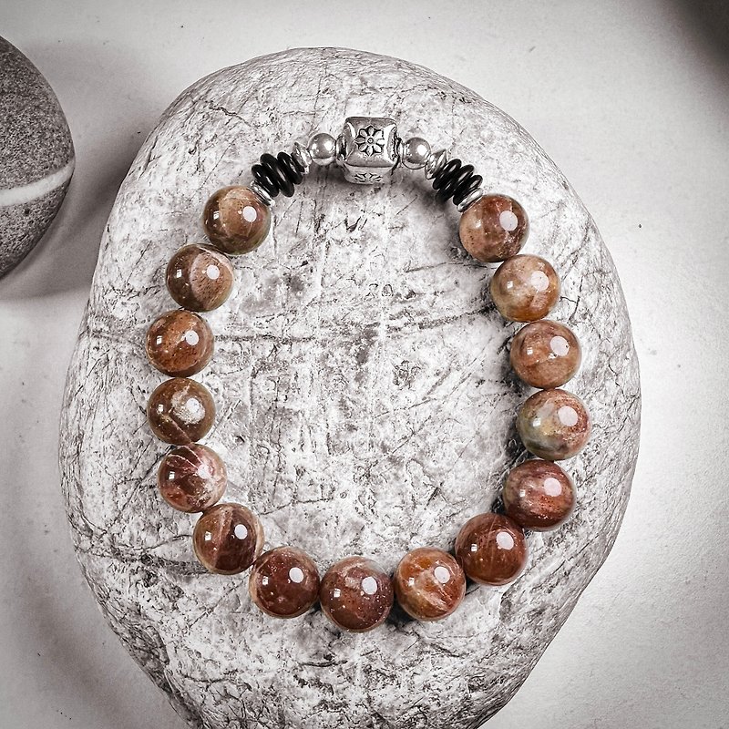 10mm+ Star Backbone Stone Coconut Shell Silver Bracelet - Bracelets - Semi-Precious Stones 