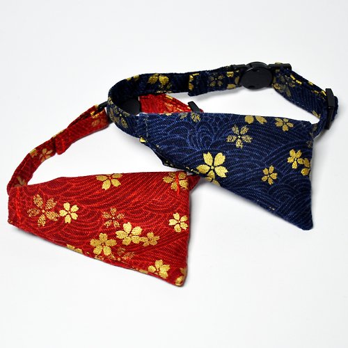 Nuke毛核子 貓領巾 可拆卸式貓領巾 和風日式櫻花紅與櫻花藍款