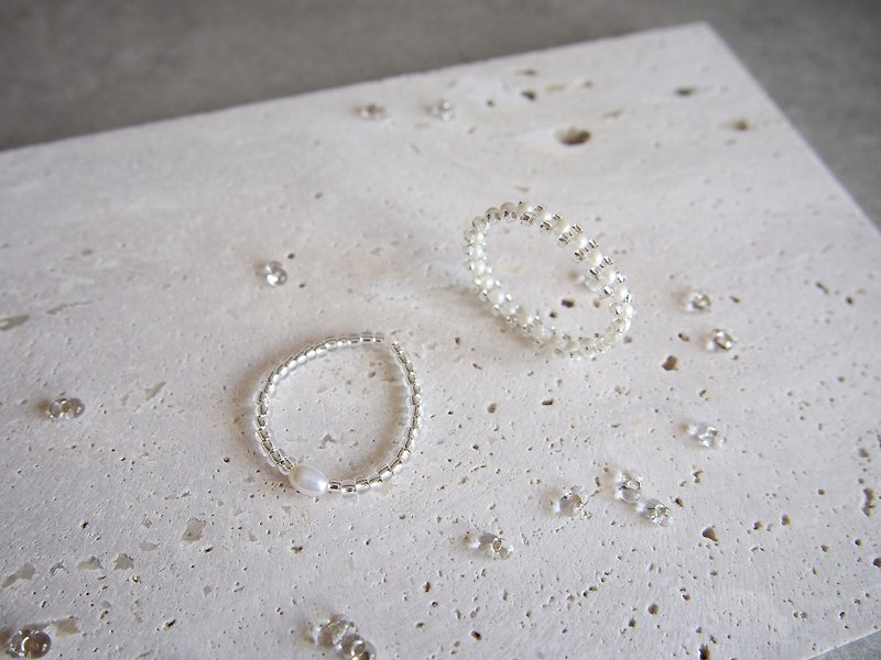 Single pearl ring [kirakira] Beaded ring, double row - General Rings - Other Materials Transparent