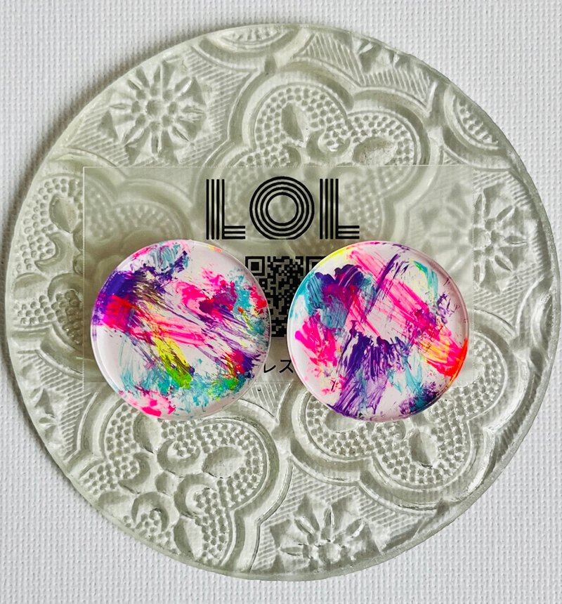 サークルL ピアスorイヤリング No.3 - ピアス・イヤリング - プラスチック 多色