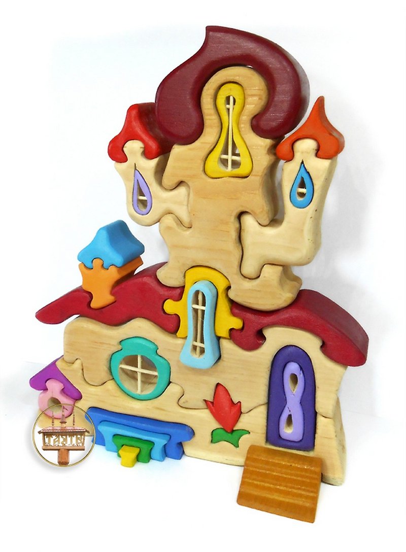 Wooden Miniature Fairy House Toddler Toys / Princess Wooden Jigsaw Puzzle - ของเล่นเด็ก - ไม้ หลากหลายสี