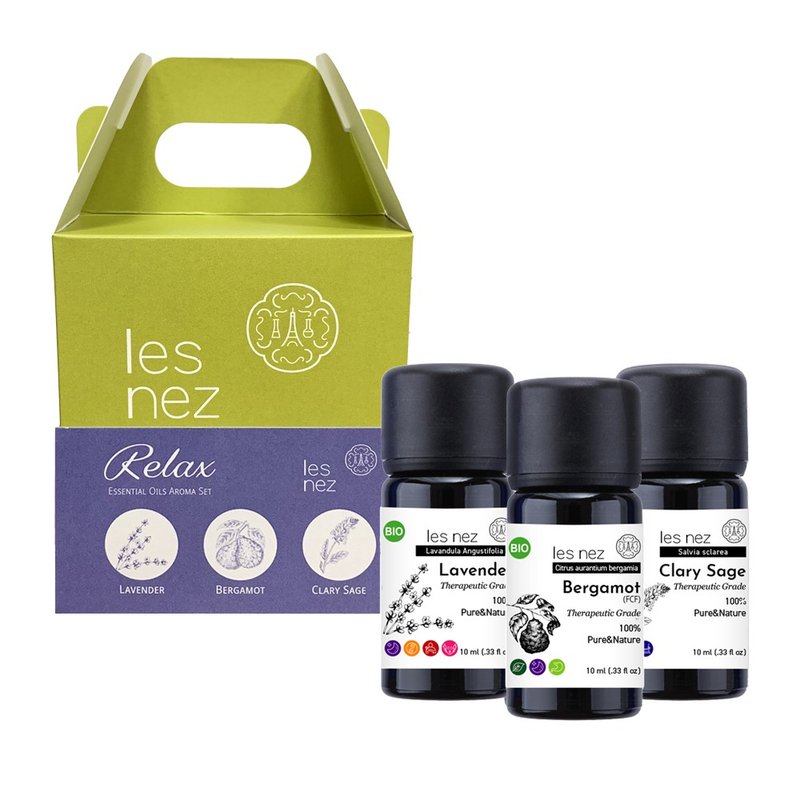 [Les nez scented nose] Relax essential oil gift box for stress relief and good sleep (comes with beech wood fragrance column) - Fragrances - Essential Oils Black