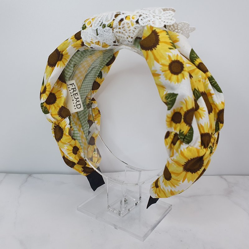 Cute ruffled headband - Sunflower - เครื่องประดับผม - ผ้าฝ้าย/ผ้าลินิน สีเหลือง