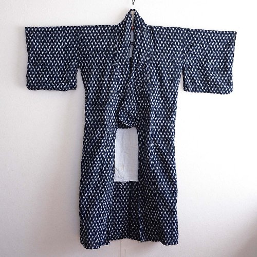 nambashouten 和服靛藍染色寬領日本復古長袍昭和重製材料