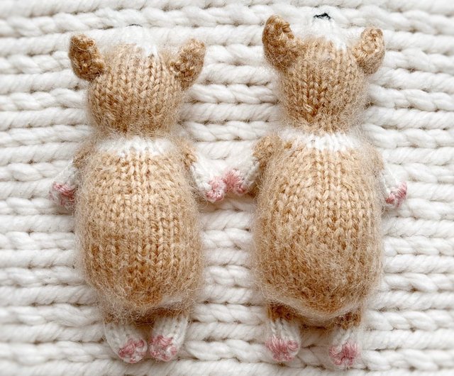 デジタル】コーギー編み柄あみぐるみ犬柄。英語とロシア語の PDF