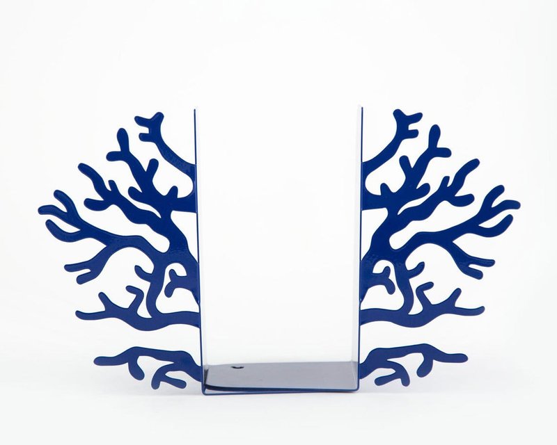 Decorative Metal Bookends - Corals Dark Blue edition - functional decor for home - 擺飾/家飾品 - 其他材質 藍色