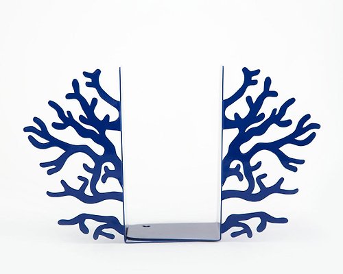Design Atelier Article Decorative Metal Bookends - Corals Dark Blue edition - functional decor for home