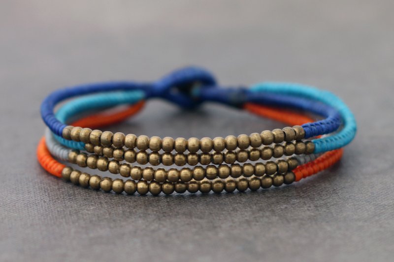 Multi Strand Beaded Cotton Hemp Bracelets Multi Color Mix Brass 4 Strand - Bracelets - Cotton & Hemp Multicolor