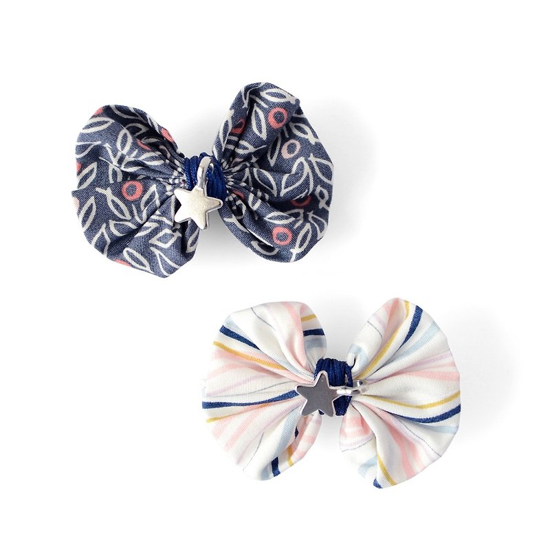 American Joli Sophie Butterfly Tie Rope Silver Star Hair Clip 2 into Dark Blue Love + Stripe JSHC2NLWS - Bibs - Cotton & Hemp Multicolor