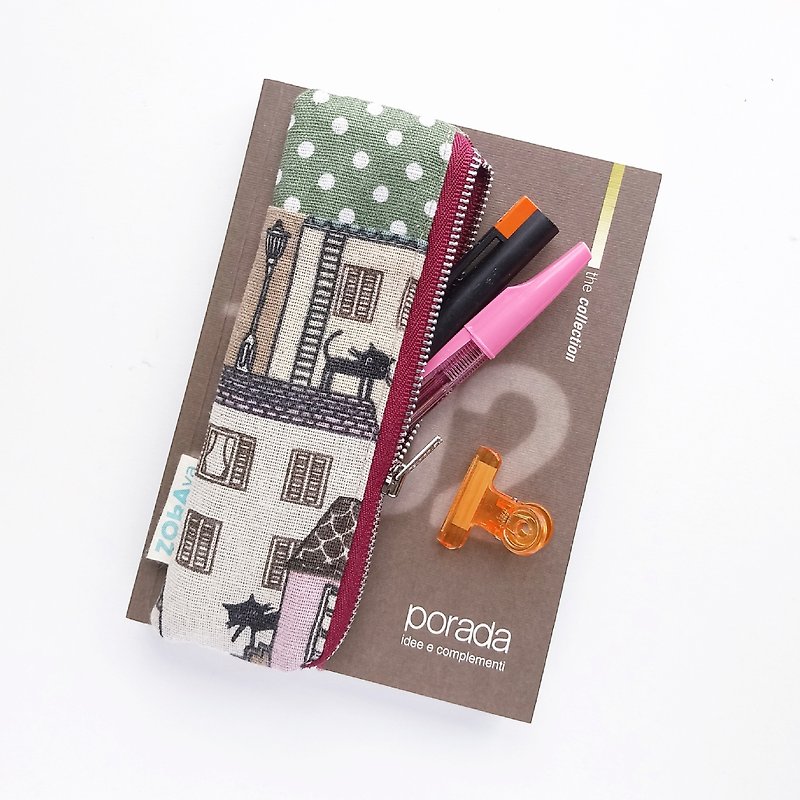 Journal Pen Pouch (Pink Black Cat) - กล่องดินสอ/ถุงดินสอ - ผ้าฝ้าย/ผ้าลินิน สึชมพู