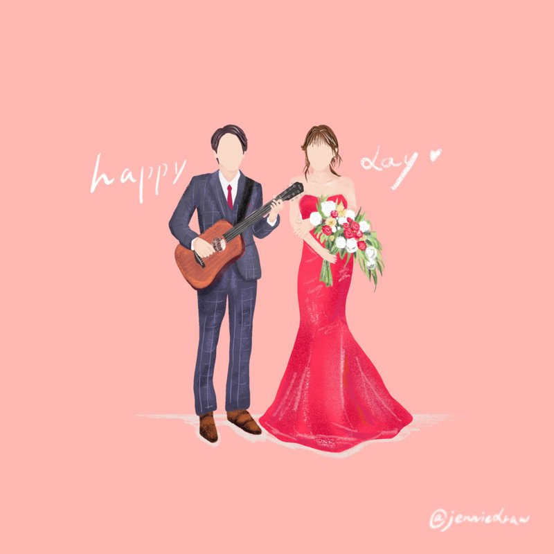 あなたがYanhuaの結婚式の本の予定のようなウェディングドレス/セットを描くのを助けます/有名人のウェディングドレスセット/携帯電話の壁紙を送信するためにIGに従ってください - 似顔絵 - 紙 多色