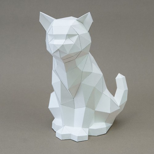問創 Ask Creative DIY手作3D紙模型擺飾 肥貓系列 -米克斯貓&小小米克斯貓(4色可選)