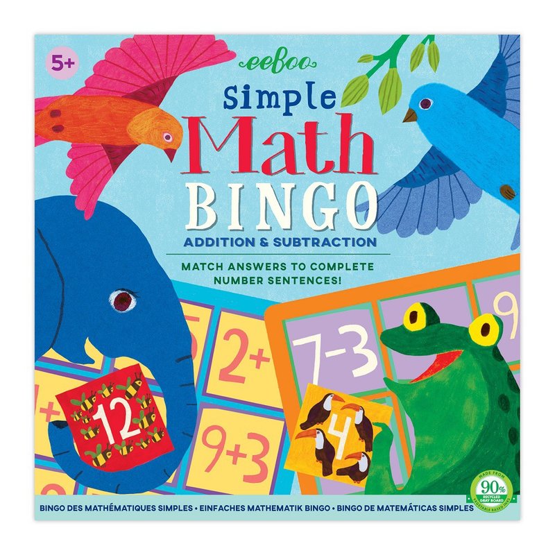 eeBoo 桌遊基礎賓果遊戲 - Simple Math Lotto 數學天才 - 桌遊/卡牌 - 紙 