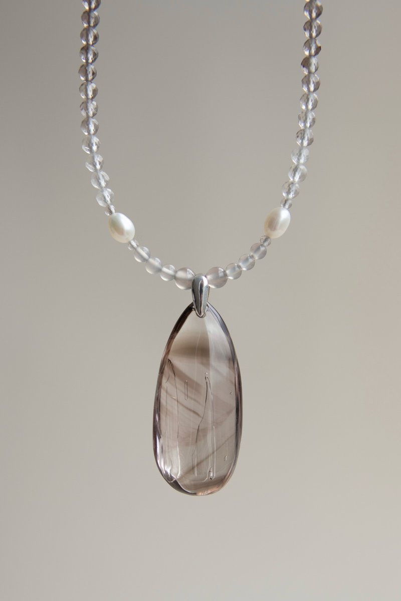 天然膽路茶晶 幻影金字塔+漸變切麵茶晶 項鏈 鎖骨鏈 - 項鍊 - 水晶 