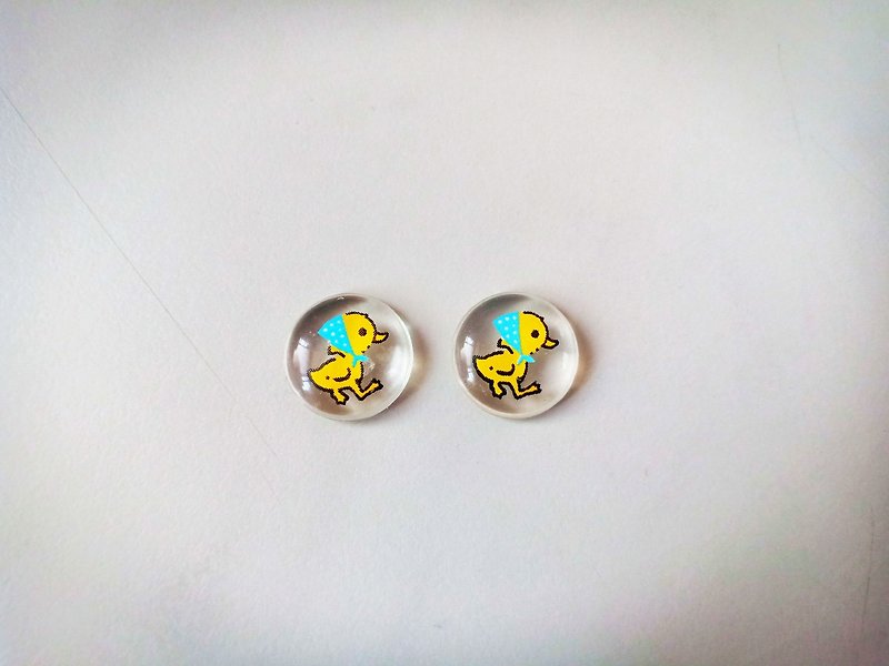 【Yellow Duckling】Earrings-clip can be changed - Earrings & Clip-ons - Plastic Transparent