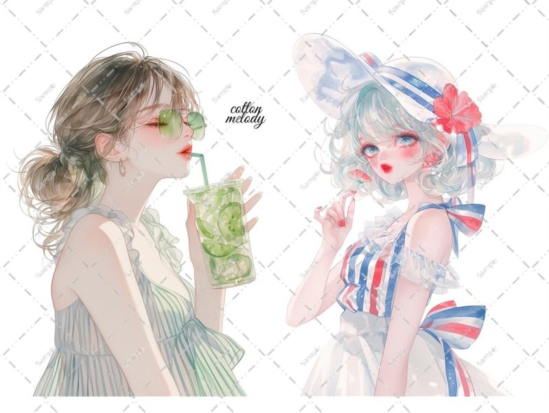 original sticker no.6357 人物ステッカー オリジナルステッカー 人物ステッカー 女の子ステッカー オリジナル人物ステッカー - 貼紙 - 紙 