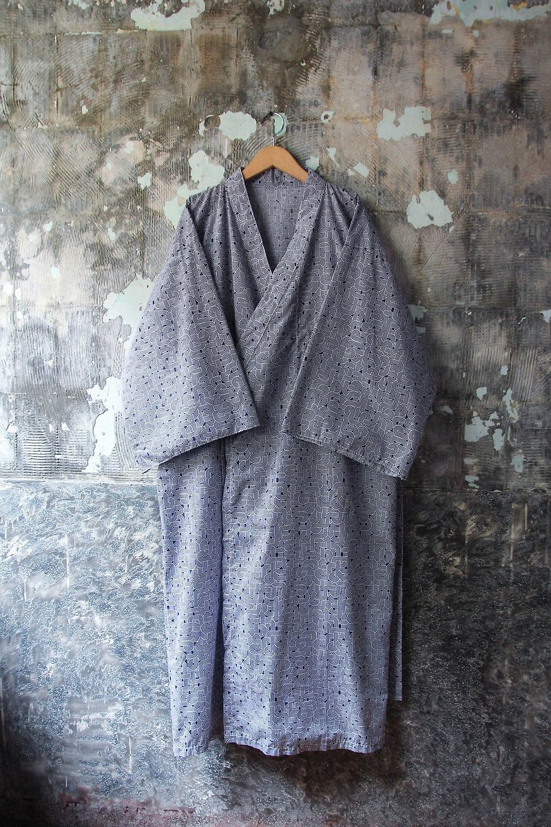 袅袅 department store-Vintage Japanese twisted line totem bathrobe blouse retro - เสื้อแจ็คเก็ต - ผ้าฝ้าย/ผ้าลินิน 
