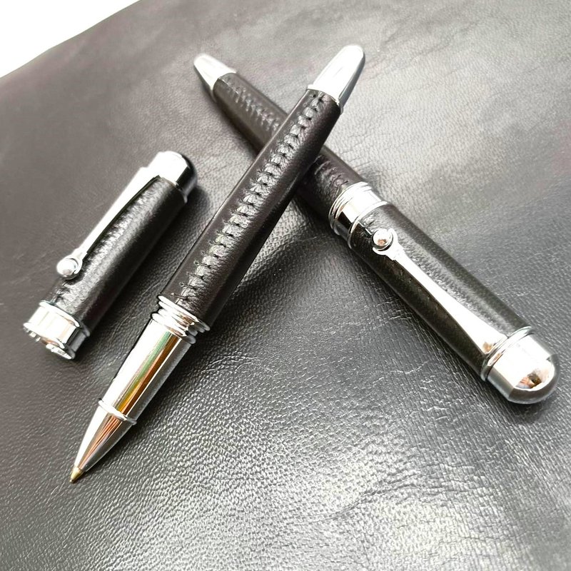 Genuine leather pen upper and lower genuine leather unique ball clip hand stitching German Schmidt 888F - ไส้ปากกาโรลเลอร์บอล - หนังแท้ 