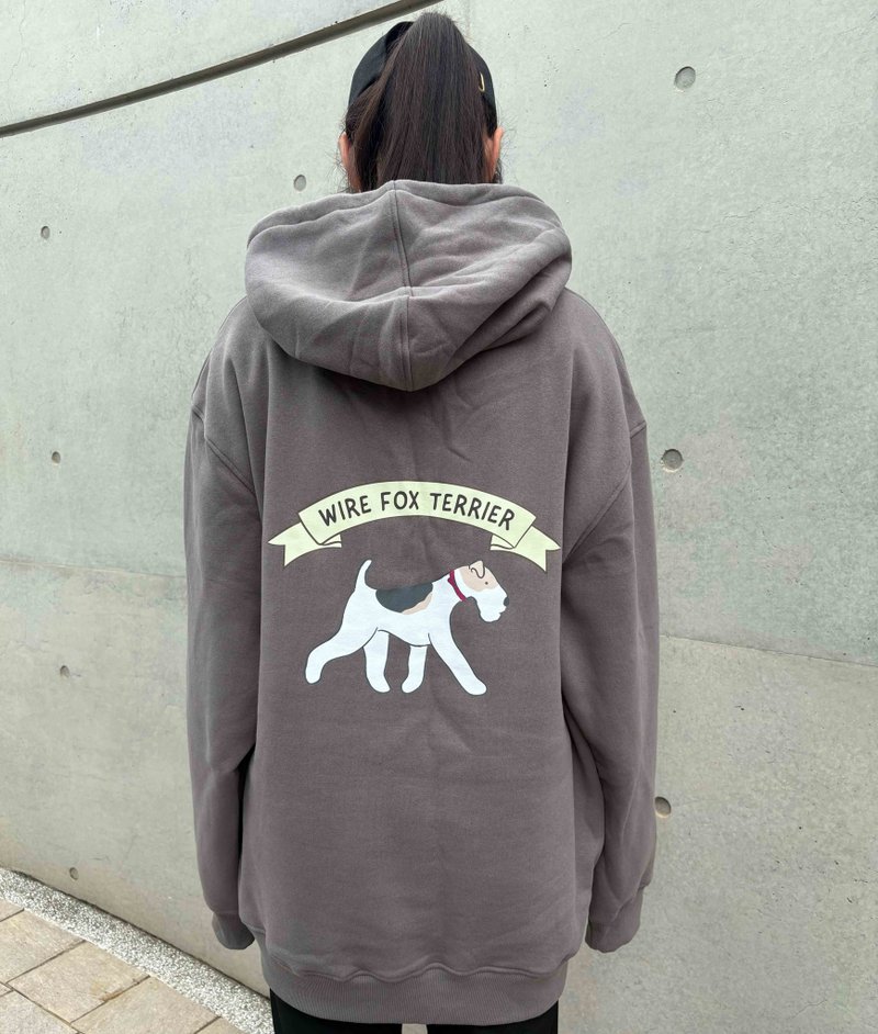 Wire Fox Terrier Winter Plus Velvet Hat T (Elephant Gray) - Unisex Hoodies & T-Shirts - Cotton & Hemp Gray