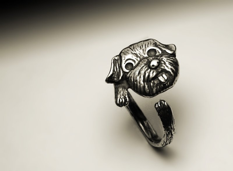 Tongue Maltese Dog Ring - แหวนทั่วไป - โลหะ สีเงิน