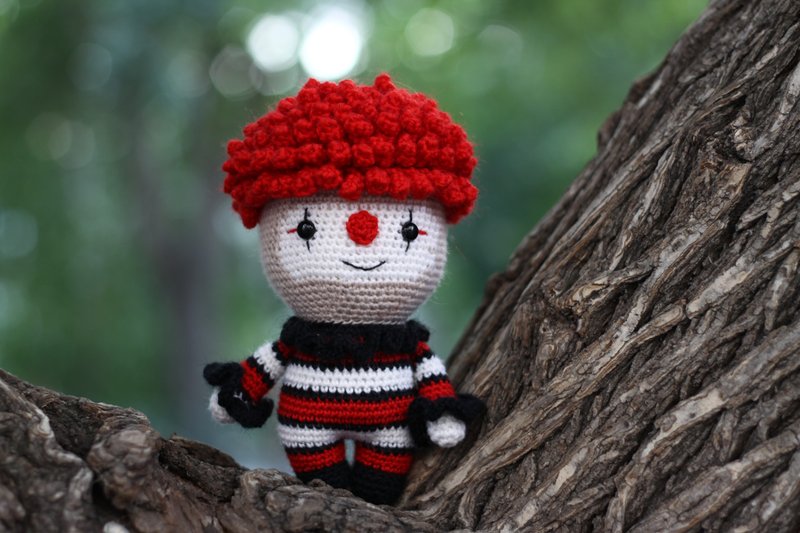Clown Halloween doll crochet toy - 寶寶/兒童玩具/玩偶 - 羊毛 