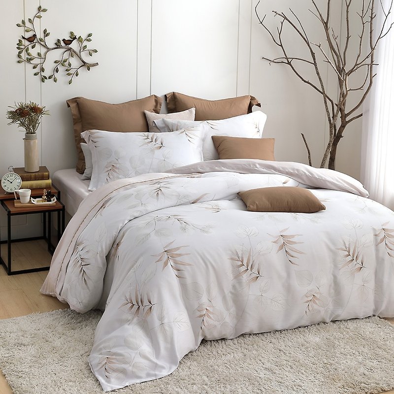 Extra Large - Early Heart Language - Tencel dual-purpose bed pack four pieces [40 100% lyocell] design section - Bedding - Silk Khaki