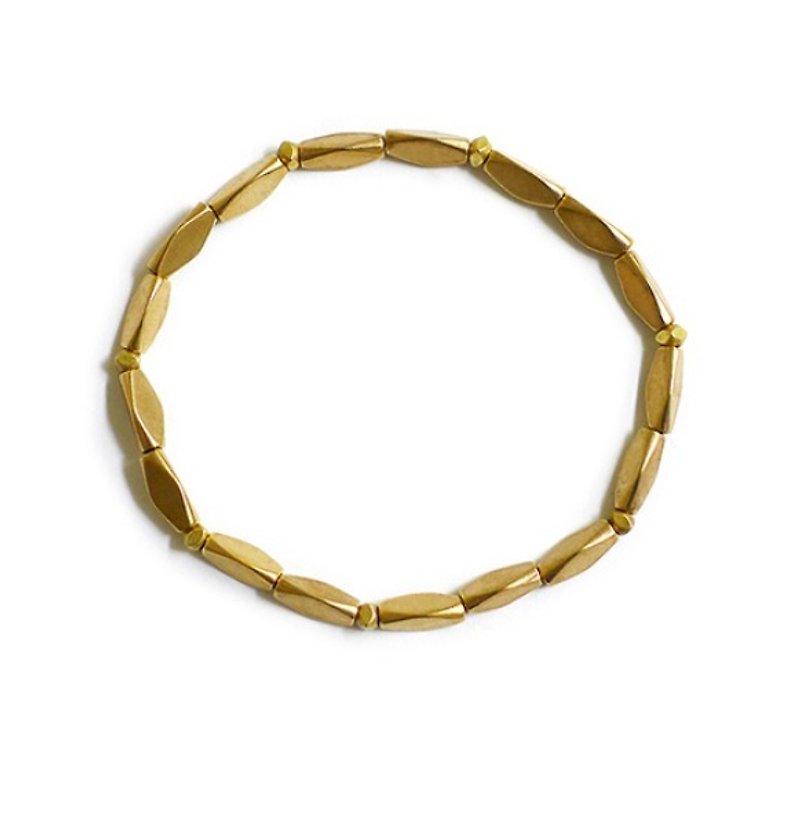 Ficelle | Handmade Brass Natural Stone Bracelet|[Brass] Copper Words-Triangle Rectangle - สร้อยข้อมือ - โลหะ สีทอง