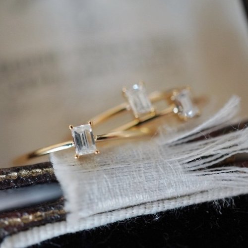 WhiteKuo高級珠寶訂製所 【WhiteKuo】18K金10分長方鑽石戒指