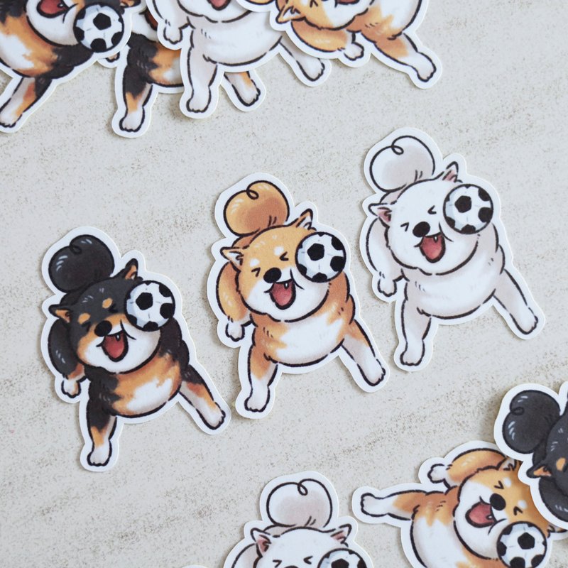 柴柴被球K 貼紙 柴犬 迷因 狗狗 手帳 原創 可愛 紀念 - 貼紙 - 紙 橘色