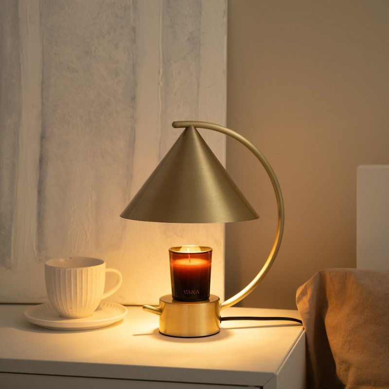 [Free Candle x2] Luna Meniscus Melted Wax Lamp - Bronze Touch Control Dimmable Warranty - Lighting - Other Metals Gold