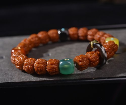 最高級の五弁チベット双龍翡翠緑青金剛菩提ブレスレットビーズ 11MM