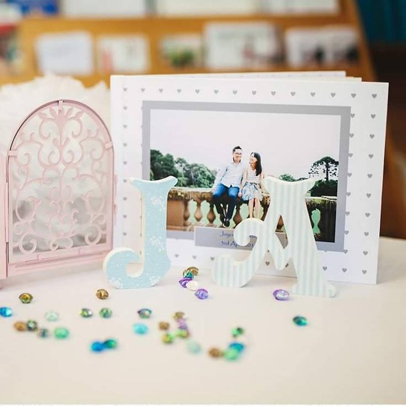 度身訂造 - 婚禮木製英文字母裝飾 (白色邊) - 擺飾/家飾品 - 紙 