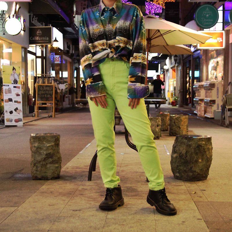 Tsubasa.Y vintage house Vintage VERSACE 012 fluorescent green trousers, Vintage VERSACE Jeans - Women's Pants - Other Materials 