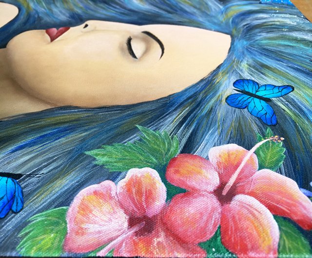 Original Moon&Woman Painting－Feel The Vibrations Of Mother Nature