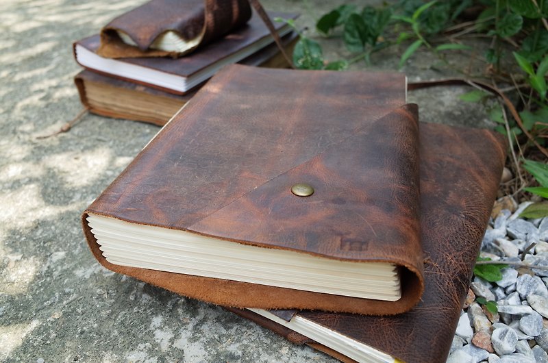 [Neutral Edition] Thread-bound leather handmade book. Codex. notebook. Sketchbook. N069 - Notebooks & Journals - Genuine Leather Brown