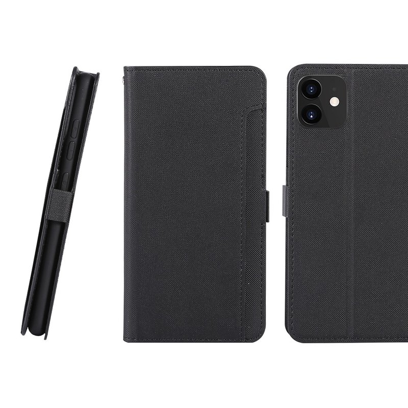 CASE SHOP iPhone 12 Mini 專用前收納式側掀皮套-黑 - 手機殼/手機套 - 人造皮革 黑色