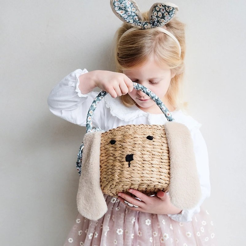 英國Mimi & Lula SS24_復活節_粉綠碎花小兔造型提籃 - 嬰兒飾品 - 聚酯纖維 