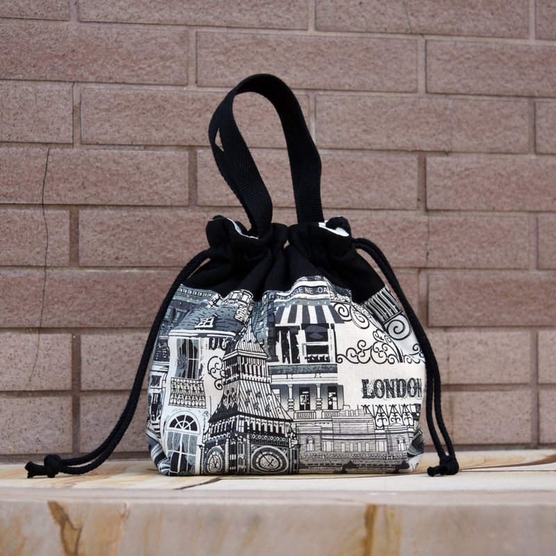 3-in-1 Shoulder/Crossback/Portable Bucket Bag ~ London Street View (A82) L1 - Messenger Bags & Sling Bags - Cotton & Hemp Black