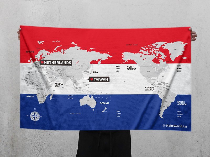 世界地図製造スポーツバスタオルを作る（オランダ） - タオル・バスタオル - ポリエステル 