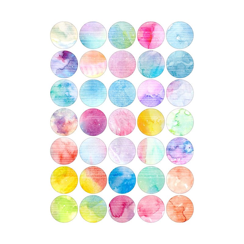 Watercolor dyeing-sticker-circle-L - Stickers - Paper Multicolor