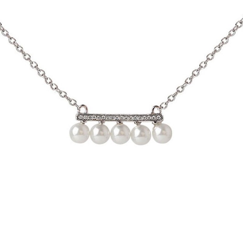 真珠を並べて - ネックレス - 金属 シルバー