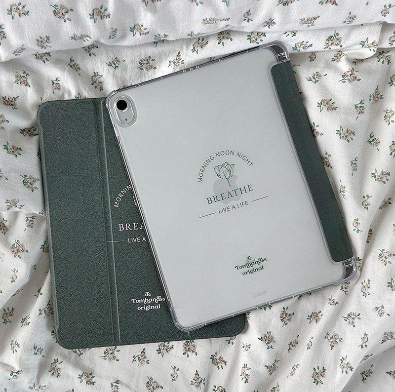 【 欖綠鬱金香 Olive Tulip】透明磨砂書本式iPad 保護套 - 其他 - 矽膠 