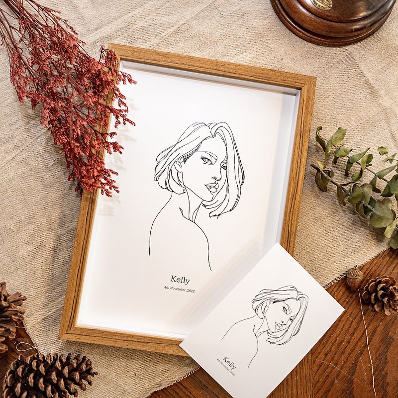 Simple line drawing 1 person portrait custom painting pet painting birthday gift customized gift with electronic file - ภาพวาดบุคคล - กระดาษ 
